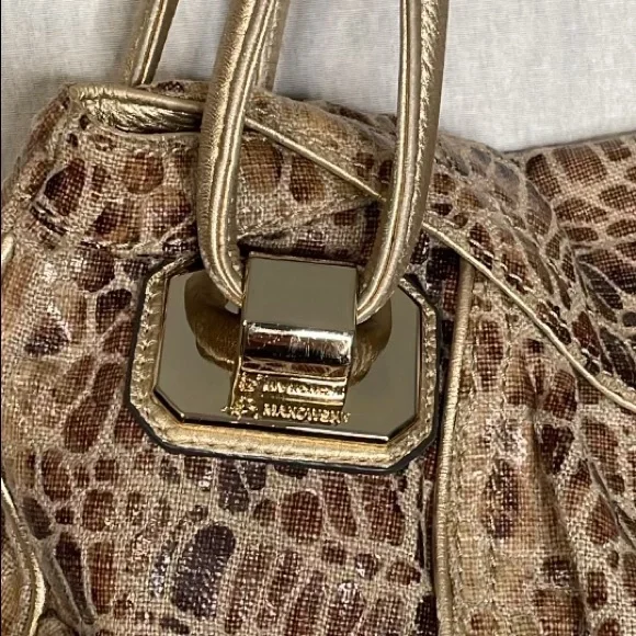 B. Makowsky Brown Croc-Embossed Shoulder Bag - Picture 3 of 12